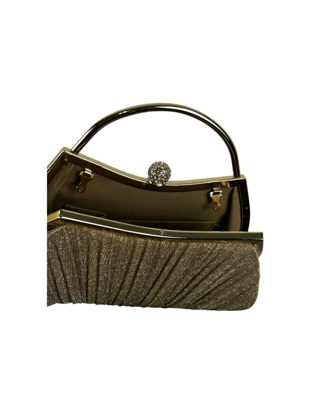 Sparkle Gold Evening Clutch with Top Handle